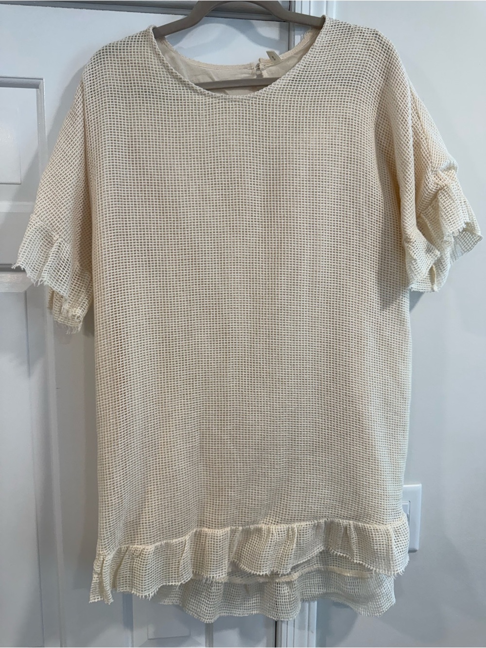 Rylee + Cru Cream Waffle Knit Ruffle Swim Coverup